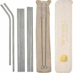 VESI Stainless Steel Straw 8 Pcs, Sandy Beach