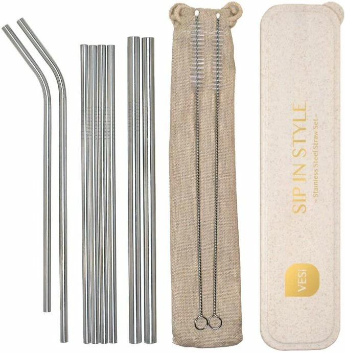 VESI Stainless Steel Straw 8 Pcs, Sandy Beach 3 VESI Stainless Steel Straw 8 Pcs, Sandy Beach
