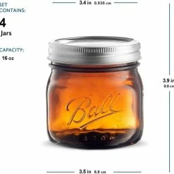 Ball Pint Elite Amber Wide Mouth 475 Ml, 4 Pcs -Coffee Grinders Store ball pint elite amber wide 6163