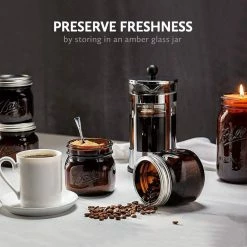 Ball Pint Elite Amber Wide Mouth 475 Ml, 4 Pcs -Coffee Grinders Store ball pint elite amber wide 6164