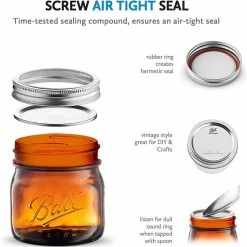 Ball Pint Elite Amber Wide Mouth 475 Ml, 4 Pcs -Coffee Grinders Store ball pint elite amber wide 6167